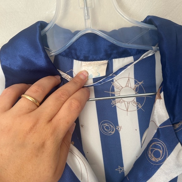 Celestial night sky astronomy astrology satin pyjama nightshirt lunar vintage - Picture 3 of 6